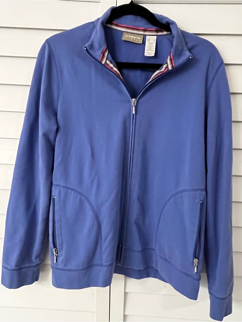 Liz Claiborne Women’s Periwinkle Zip-Front Lightweight Jacket with pockets
